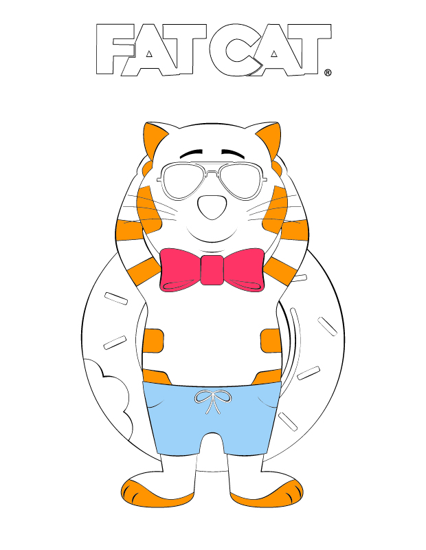 FATCAT Floating Coloring Page