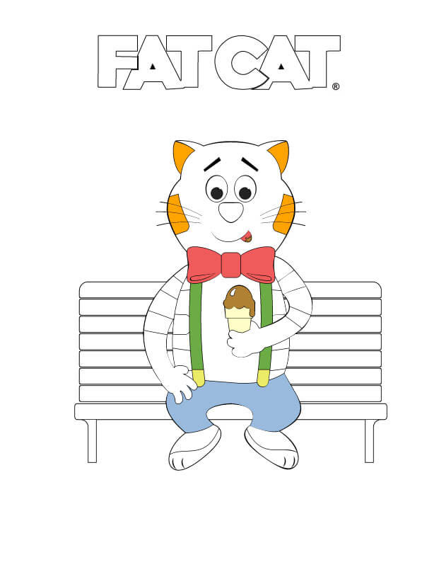 FATCAT Eating Ice Cream Coloring Page