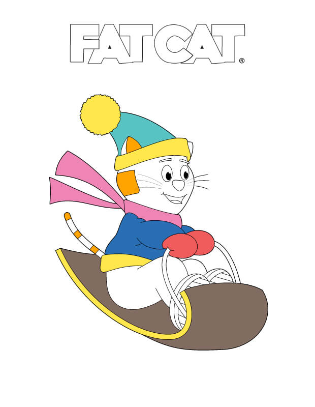 FATCAT Sledding Coloring Page