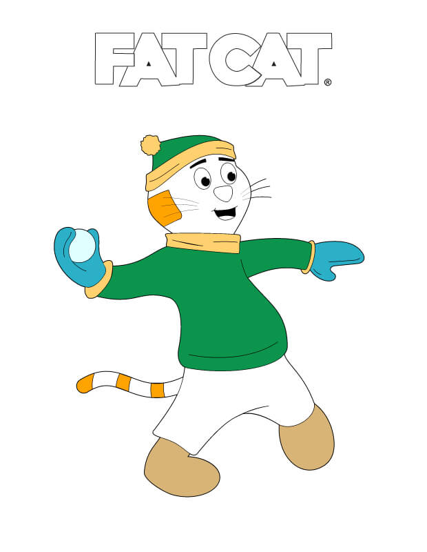 FATCAT Snowball Coloring Page