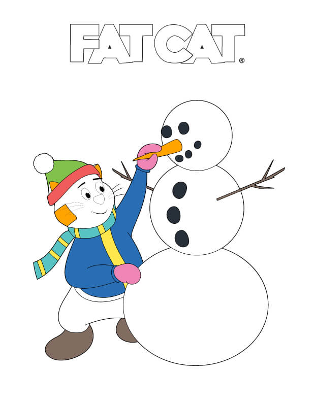 FATCAT Snowman Coloring Page