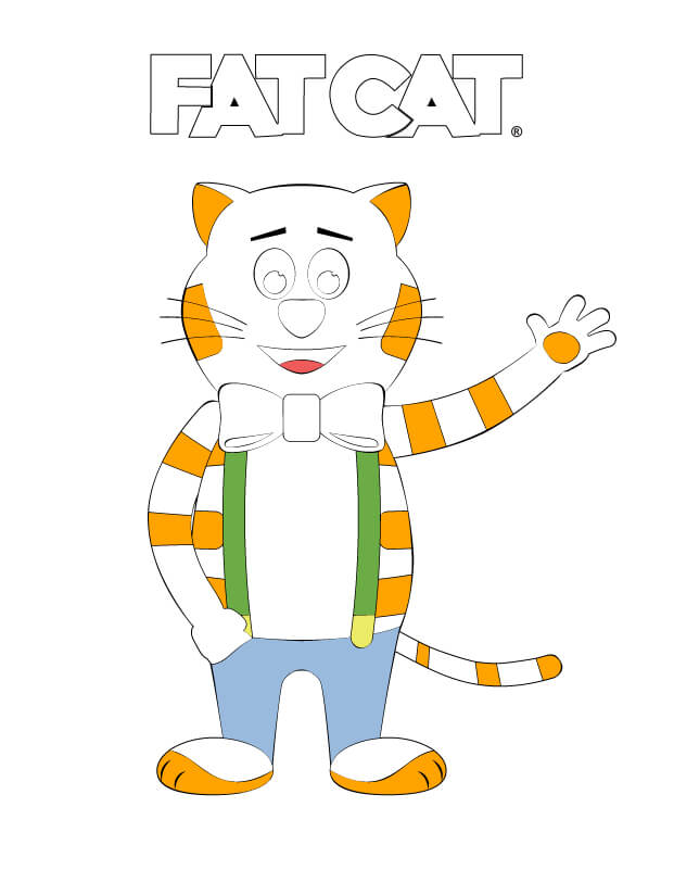 FATCAT Waving Coloring Page